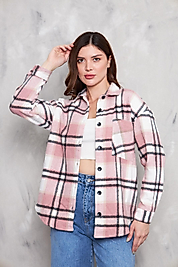 Oduncu Gömlek pudra ekose desenli