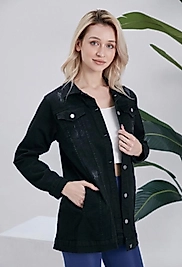 UZUN CEPLİ DENİM CEKET BLACK