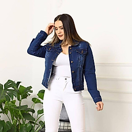 Black blue düğmeli denim ceket