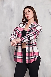 Oduncu Gömlek fuşya ekose desenli