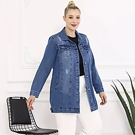 UZUN CEPLİ DENİM CEKET